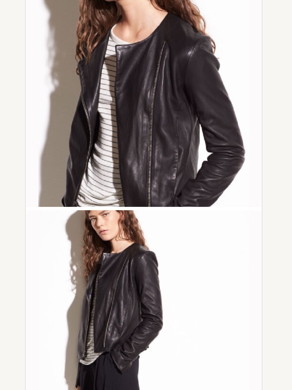 VINCE Leather Cross-Front Moto Jacket XS Vince Burgundy leather jacket